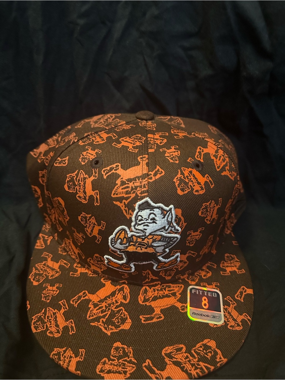 Cleveland elf rare browns hat size 8 and Black Fitted Cap with Mascot